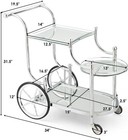 Rolling Serving Cart 3-tier Metal Bar Cart W  Tempered Glass 4 Wheels Tea