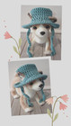 Handmade Crochet Pet Dog Cat Hat Bucket Xs Small  Breed Arctic Blue New