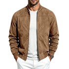 Suede Long Sleeve Zip Up Jacket Men s Casual Outerwear With Full Zip Closure