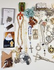 Vintage Catholic Religious Bundle Rosary Cross Crucifix Scapular Jewelry Lot