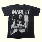 Bob Marley Vtg 90s Y2k Retro Soccer Reggae Music Tour Graphic Black T Shirts Md