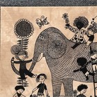 Vintage Heidi Lange Batik Canvas Screen Print Children With Elephant Wall Art