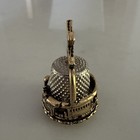 Nicholas Gish Signed Pewter Thimble Railroad Crossing Train Gold Tone Vintage
