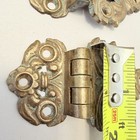 Antique Brass Hardware Hinge Ice Box Regency Patina Victorian Art Deco Set 2 Vtg