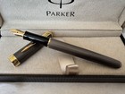 Excellent Parker Sonnet Fountain Pen Grey Grid Color 18k Gold Fine Nib With Box