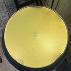 Vintage Country Inn Fruit Cake Tin 12in Round Gold Metal  Quilted 