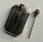 Vintage Art Deco Miniature Perfume Bottle Flask Engine Turned Silver Tone Vanity