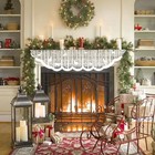 White Christmas Fireplace Mantel Cover     Lace Reindeer Snowflake Mantle Scarf 