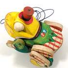 Vintage 1961 Buddy Bullfrog Fisher Price Toys  728 Plaid Wood Pull Toy Working