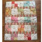 Handmade 43  X 52  Tied Floral   Stripped Patchwork Baby Crib Quilt Lap Blanket