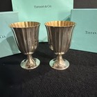 Pair Of 2 Tiffany   Co Makers Sterling Silver Goblets-gold Wash Orig Tiffany Box