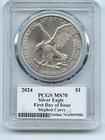 2024  1 American Silver Eagle 1oz Pcgs Ms70 Fdoi Legends Of Life Stephen Curry