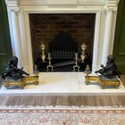 Pair Of Antique French Bronze Marble Cherub  Chenets Louis Xv1  Andirons