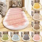 Oval Fluffy Rug Carpets Kids Bedroom Non Slip Modern Plush Shaggy Area Rug Decor