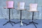 3 Mid Century Modern Eames Style Cosco Fiberglass Shell Adjustable Bar Stools