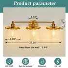 3 Light Vintage Vanity Light Gold Bathroom Light Fixtures Over Mirror 