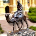 Bronze Sculpture Camel Statue Rider Marble Man Animal Oriental Art Decor Home
