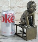 Art Deco Cute Girl Sitting On Chair Bronze Statue Sculpture Art Figurine Figure