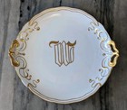 Antique Rosenthal Serving Plate Gilt Gold Monogram W Art Nouveau Handled Platter