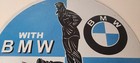 Vintage Bmw Sign - Porcelain Metal Motorcycle Gas Pump Service Auto Sign