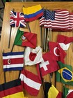 40 Different Miniature Us   International Flags Lot Wooden Poles No Stand  4x5 