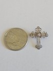 Vintage Sterling Silver Filigree Small Cross Brooch Pin