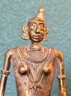 Antique Indian Dhokra Brass Figurine - Woman Playing Cymbals
