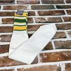 70s Thrifty Scot Irregular Socks Tube Striped Crew 10-14 Yellow Green Vintage