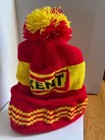 Nos Rare Kent Feeds Knit Stocking Cap Hat    wavy Cuff     W pom Dealers Estate Mint