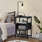Nightstand W charging Station Bedroom Bedside Side End Table W storage Drawer