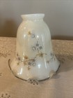 Vtg Glass Lamp Ruffled Light Shades Brown Yellow Floral Ceiling Fan Globe