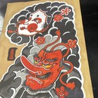 Tattoo Flash Original - Tengu And Okame   Omen Chirashi Designs 11x14    