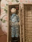 Chinese Ada Lum Style Cloth Doll Hand Embroidered 1950s  W 6 Outfits Htf Basket