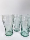 Set Of 5 Vintage Coca-cola Coke Juice Glasses Small Green Tint Glass 4 5  Tall