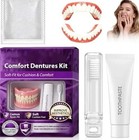Moldable Silicone Upper   Lower False Teeth Denture Set - Instant Smile With Too