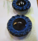Set Of 4  Vintage 1 2   Black  Blue   Lace Painted Edge Glass Buttons  nos
