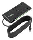 12 Outlet Power Strip With 4320j Surge Protection   2-port Usb Charger  25ft Cab