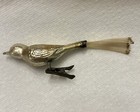 Vintage Silver Blown Mercury Glass Bird With Spun Tail