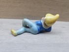 Vtg Porcelain Pixie Elf Laying Down On Stomach Figurine Ornament Blue Japan 3 