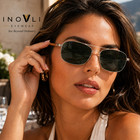 Designer Aviator Style Sunglasses Uv400 Metal Frame Men Women By Inovli Eyewear