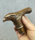 Victorian Old Bronze Hand Carved Eagle Statues Antique Cane Walking Stick Head