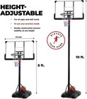 Portable Basketball Hoop 8-10 Ft Adjustable - 44in Shatterproof Backboard