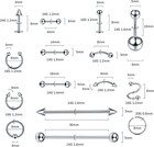 Oveta 150pcs Body Piercing Jewelry     14g 16g 20g Stainless Steel   