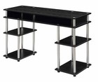 Black Finish Wood Student Desk Writing Table Laptop Computer Workstation Storage
