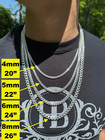 Mens Real Solid 925 Sterling Silver Miami Cuban Chain 4-10mm Heavy Link Necklace