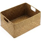Handwoven Seagrass Storage Basket W  Handles Multifunctional Organizer Home New
