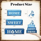 4 Pcs Farmhouse Home Wooden Tiered Tray Decor  Sweet Home Retro Rustic Azure