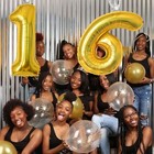 40 Inch Gold Crown Number 16 Balloons  16th Large Foil Helium Balloons silver   
