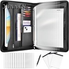 Black A4 Vegan Leather Portfolio 3-ring Binder Organizer Padfolio High Quality