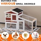 53  Wooden Rabbit Hutch 2 Tiers Outdoor Chicken Coop Nest Box Hen House Poultry